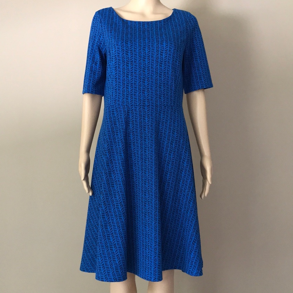 Land’s End blue boatneck Fit & Flare dress Sz MP